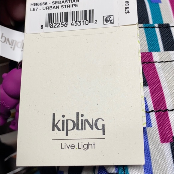 🆕Kipling Sebastian Crossbody, Urban Stripe🟪🟦 - Picture 14 of 14